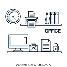 office computer mail paper security clock printer folder supplies