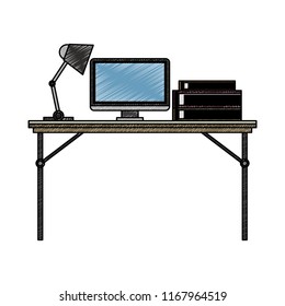 Office with computer scribble