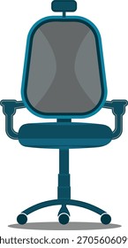 La silla del equipo de oficina es de color azul marino.