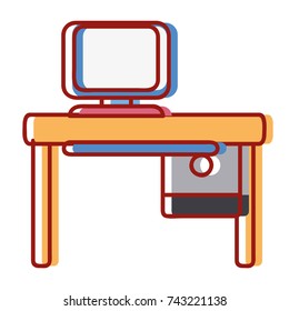 office with computer technology and wood desk