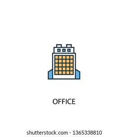 office concept 2 colored line icon. Simple yellow and blue element illustration. office concept outline symbol design