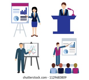 office concept business people with graph vector illustration flat design