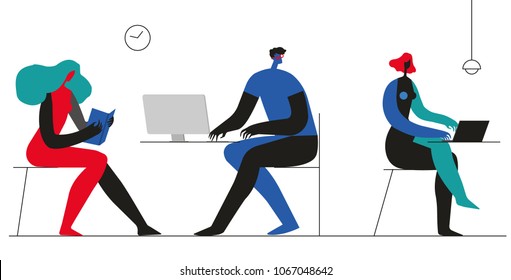 Office concept business people vector illustration flat design. Use in Web Project and Applications.