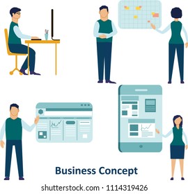 Office concept. Business people. Vector illustration flat design