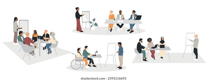 Office concept collection. Different people work together. Modern design.