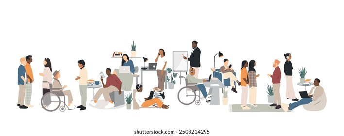 Office concept. Different people work together. Modern design.