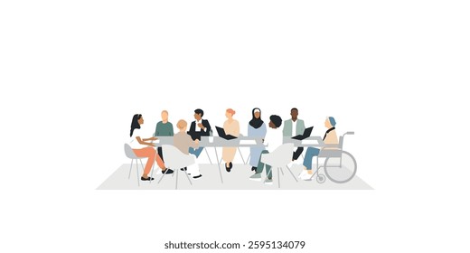 Office concept. Different people work together. Modern design.