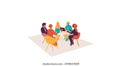 Office concept. Different people work together. Modern design.	