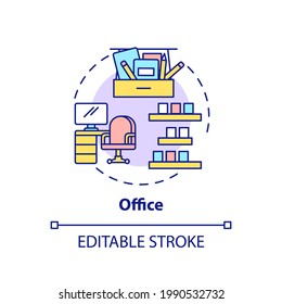 Office concept icon. Cleaning agency idea thin line illustration. Regularly scheduled tidying. Keeping room clean and tidy. Vector isolated outline RGB color drawing. Editable stroke