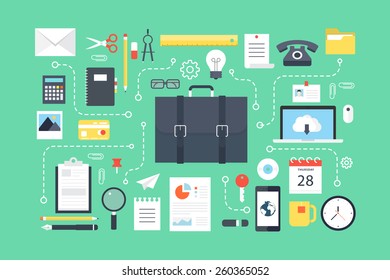 Office concept ,work organization. Flat design style modern vector illustration.