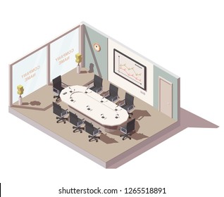 Office conference room interior. Vector isometric illustration on isolated background