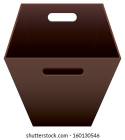 Office container for disposal with handles for carrying. Vector illustration.