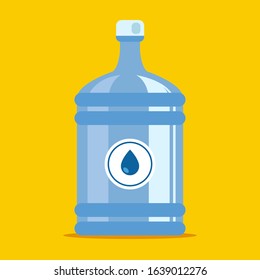 office container for water. plastic bottle on a yellow background. flat vector illustration.