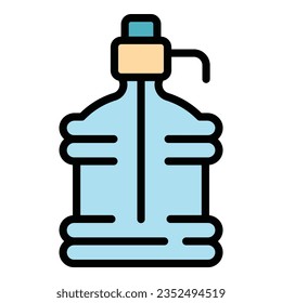 Office cooler icon outline vector. Truck bottle. Water delivery color flat