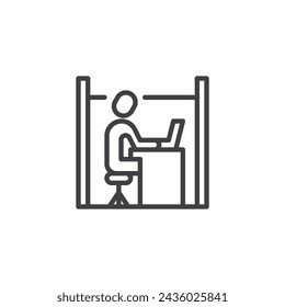 Office Cubicle line icon. linear style sign for mobile concept and web design. Office workspace cubicle outline vector icon. Symbol, logo illustration. Vector graphics