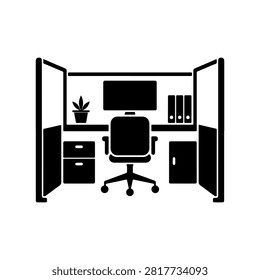 Office Cubicle Workspace Vector Icon