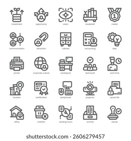 Office Culture Icon pack for your website, mobile, presentation, and logo design. Office Culture Icon outline design. Vector graphics illustration and editable stroke.