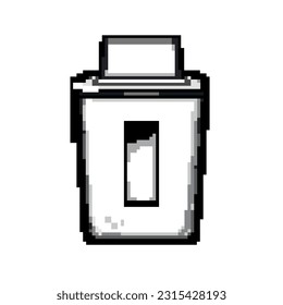 office cut shredder game pixel art retro vector. bit information paperwork, document shred office cut shredder. old vintage illustration