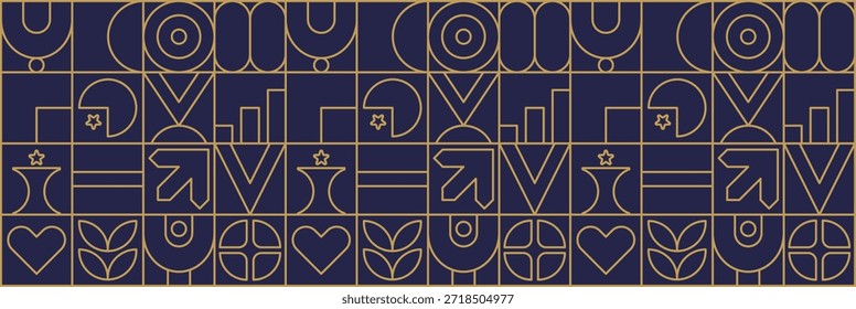 Mosaico de línea de día de oficina con trofeo de empleado y patrón de apreciación. Antecedentes de las plataformas de reconocimiento de empleados en línea.