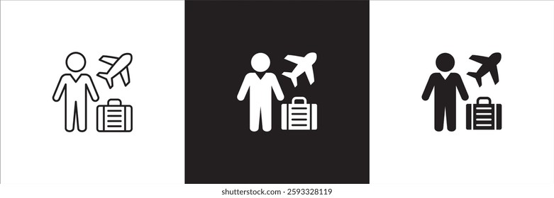 Office day off icon set. Holiday and vacation icon collection. Icon set contain symbol of work, business, travel, job, beach, mountain, summer, umbrella, suitcase. Vector stock illustration.