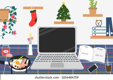 Office workstation’s decorated in Christmas theme