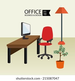 Office design over beige background, vector illustration