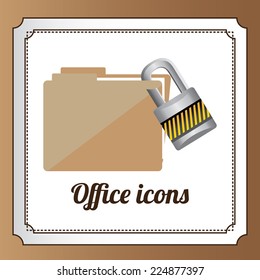 Office design over brown background, vector illustration