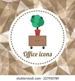 Office design over brown background,  vector illustration