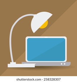 Office design over brown background, vector illustration.
