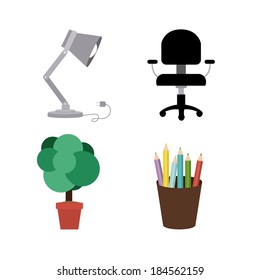 Office design over gray background, vector illustration