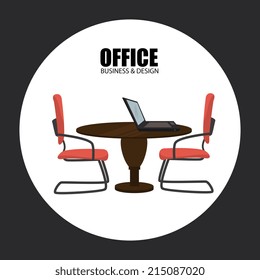 Office design over gray background, vector illustration