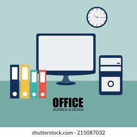 Office design over green background, vector illustration