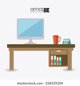 Office design over white background, vector illustration.