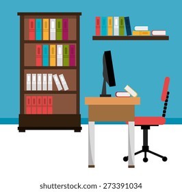 Office design over white background, vector illustration.