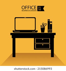 Office design over yellow background, vector illustration