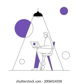Office Designe Line Light Man Charachter
