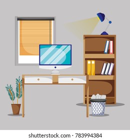 office with desk and accessories flat to work