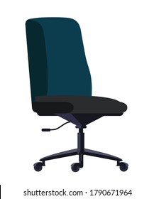 Ilustración vectorial plana de silla de escritorio de oficina. Sillón moderno de hilatura azul para la habitación dibujos animados en clipart aislado. Apartamento, decoración interior de la casa, elemento de diseño de mobiliario cómodo