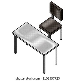office desk and chair furniture isometric