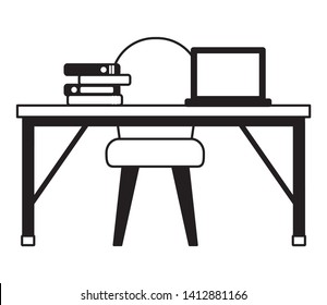 office desk chair laptop workplace vector illustration