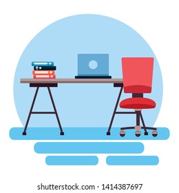office desk chair laptop workplace vector illustration