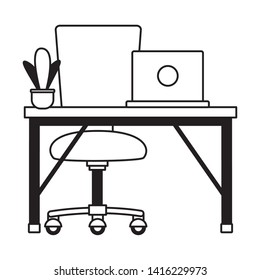 office desk chair laptop workplace vector illustration