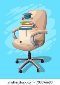 Office or desk chair in various points of view. Armchair or stool in front, back, side angles. Corporate castor furniture flat icon design. Web site page and mobile app design Vector illustration