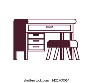 office desk with chair in white background