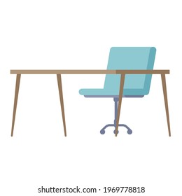 Office desk and chair.Diagonally forward.Vector illustration that is easy to edit.