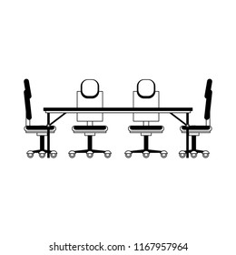 Office desk and chairs in black and white