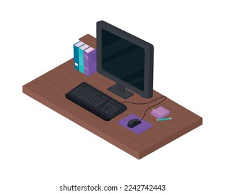 oficina con ordenador y libros