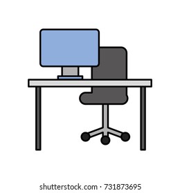 office desk computer chair furniture workspace