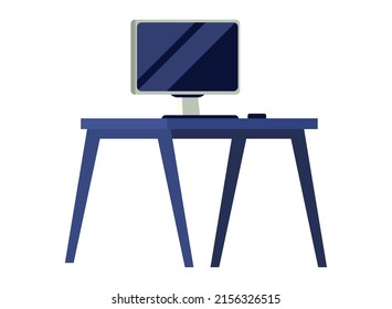 office desk and computer icon isolated