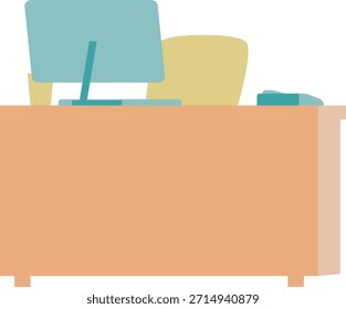 Office Desk with Computer and Mug Cup – Workspace Background Illustration